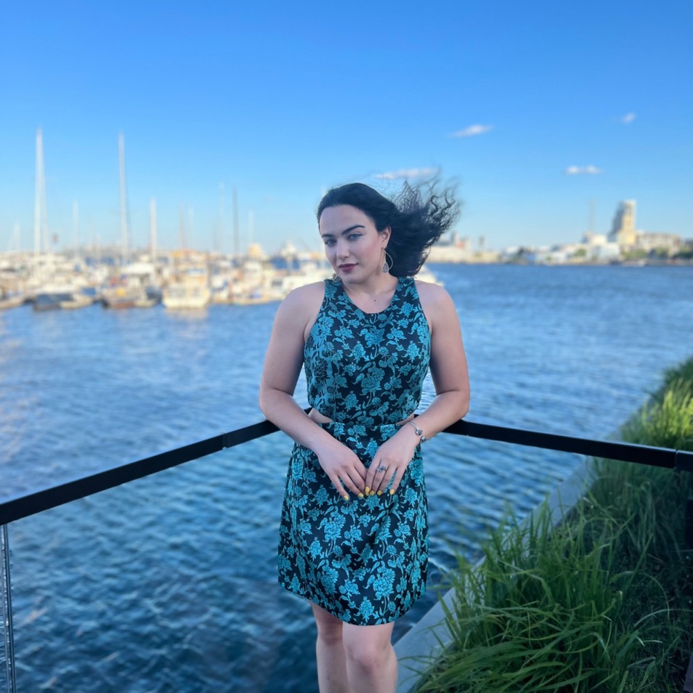 Anthropologie Turquoise & Black Halter Sundress Mini